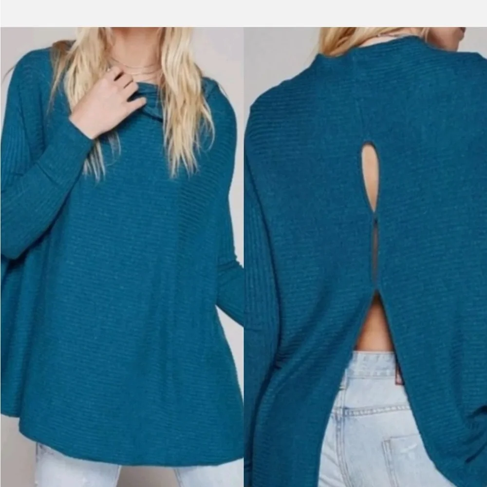 We The Free Teal Cowl Neck Sweater - Picture 7 of 7